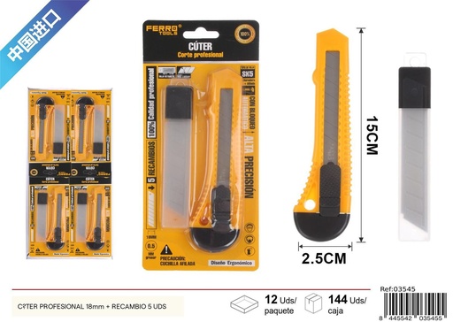 [03545] Cúter profesional ADM80 -19mm SK5 5 cuchillas - Herramientas de ferretería