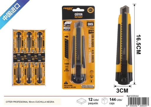 [03554] Cúter profesional 18mm cuchilla negra - Herramientas