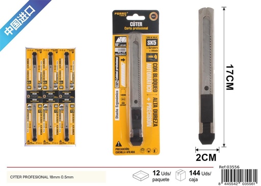 [03556] Cúter Profesional 18mm 0.5mm - Herramientas de Ferretería