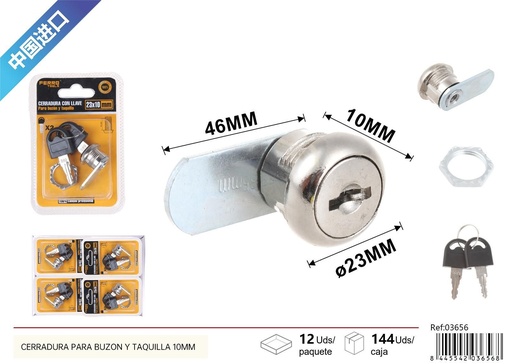 [03656] Cerradura para buzón y taquilla 10mm - Accesorios de ferretería