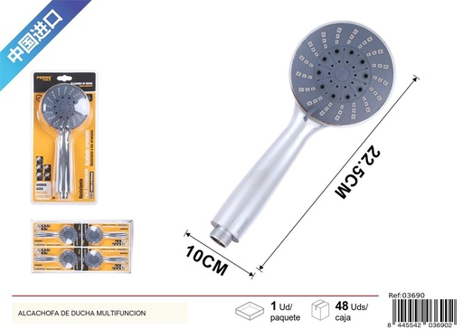 [03690] Alcachofa de ducha gris de cinco funciones - Accesorios de baño