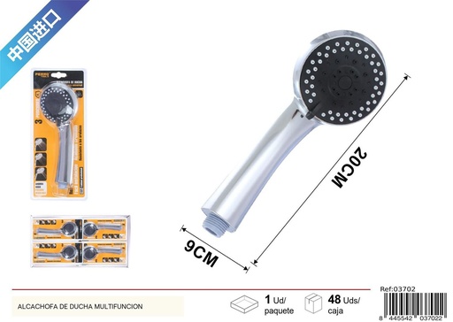 [03702] Alcachofa de ducha negra de 3 funciones - Accesorios de baño