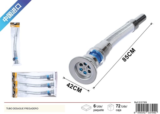 [03799] Tubo de desagüe de alta calidad con sello de goma 1-1/2" - Accesorios de fontanería
