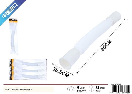 [03802] Tubo de desagüe con sello de goma 1-1/4 - Accesorios de fontanería