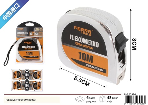 [03926] Flexómetro cromado 10 m - Herramientas de ferretería