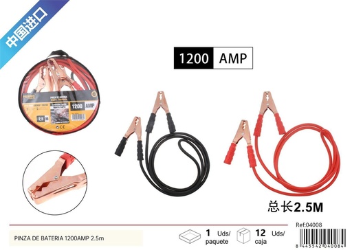 [04008] Pinza de batería 1200AMP 2.5m - Accesorios de coche