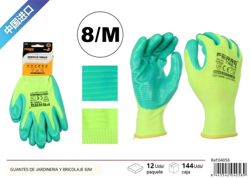 [04058] Guantes de jardinería y bricolaje 8/M - Accesorios de ferretería