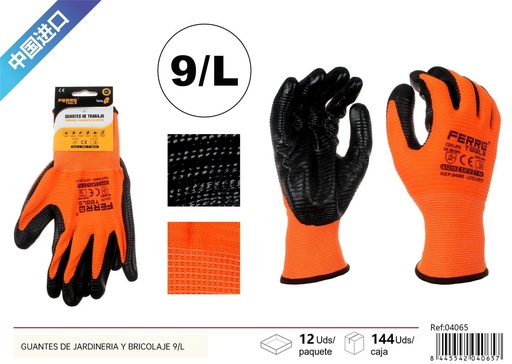 [04065] Guantes de jardinería y bricolaje 9/L GN+PK - Herramientas de ferretería