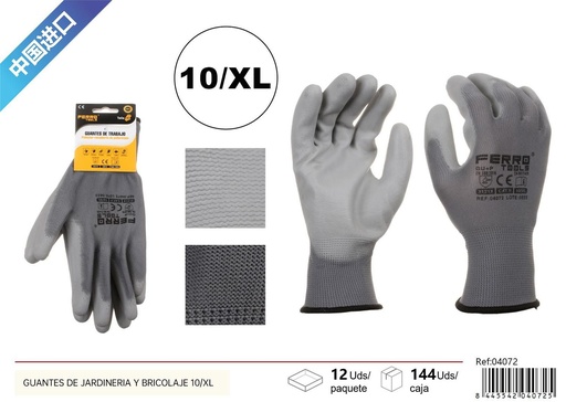 [04072] Guantes de jardinería y bricolaje (set de 10/XL) - Accesorios de ferretería
