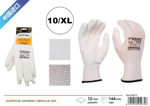 [04075] Guantes de jardinería y bricolaje (set de 10/XL) - Accesorios de ferretería