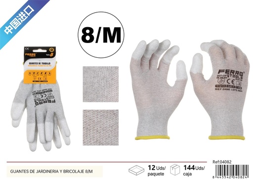 [04082] Guantes de jardinería y bricolaje (set de 8/M) - Accesorios de ferretería