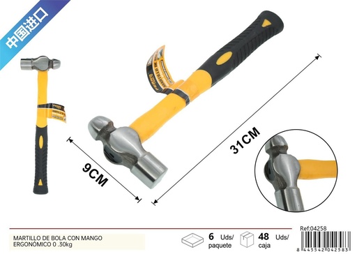 [04258] Martillo de bola con mango ergonómico 0.30 kg - Herramientas manuales