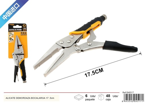 [04517] Alicate de mordaza boca larga de 17.5 cm - Herramientas de ferretería