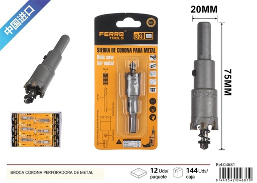 [04681] Broca Corona Perforadora de Metal 20mm - Herramientas de ferretería