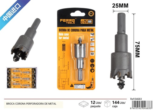[04683] Broca corona perforadora de metal 25 mm - Herramientas de perforación