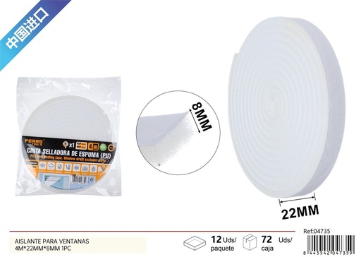[04735] Aislante para ventanas 4m x 22mm x 8mm - Burletes para puertas