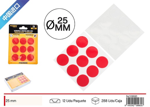 [09980] Pegatinas adhesivas de acrílico transparente 25mm - Liquidación de adhesivos