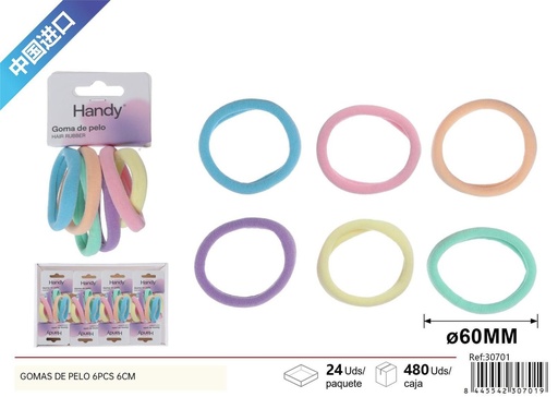 [30701] Gomas de pelo 6pcs 6cm colores macaron accesorios para el cabello