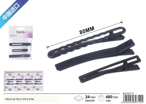 [30712] Pinza de pelo (set de 3) 6 cm (varios colores) - Accesorios de belleza