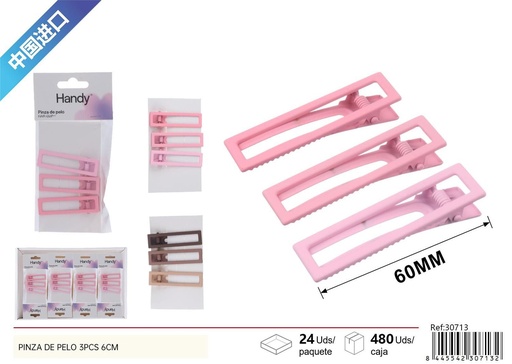 [30713] Pinza de pelo (set de 3) 6 cm (varios colores) - Accesorios de belleza