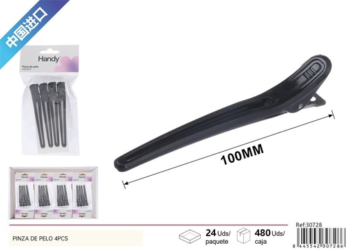 [30728] Pinza de pelo negra pequeña 4 piezas - Accesorios de belleza