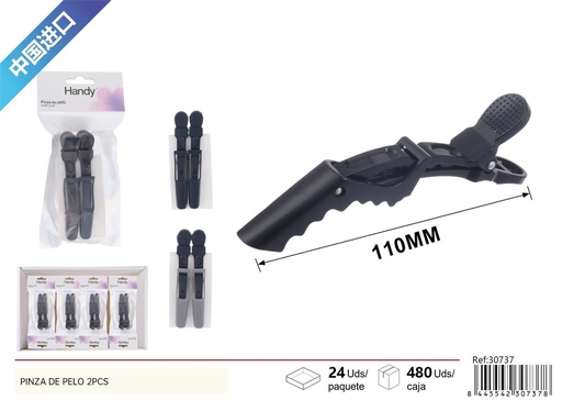 [30737] Pinza de pelo crocodilo color sólido 2pcs - Accesorio de belleza