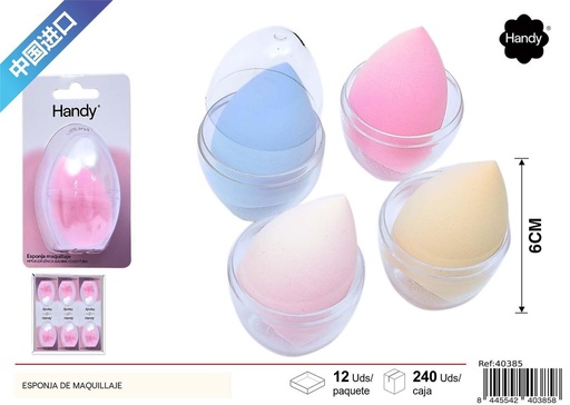 [40385] Esponja de maquillaje con caja de plástico transparente - Accesorios de maquillaje