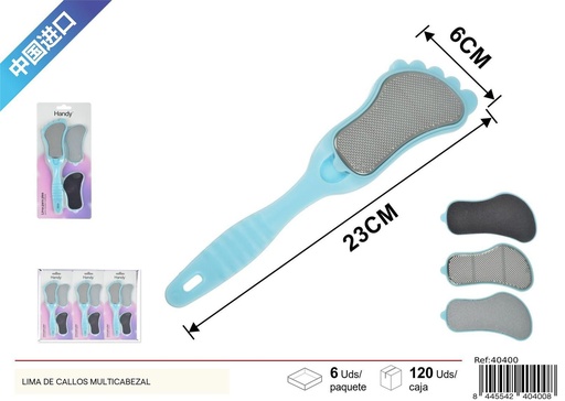 [40400] Lima de callos multicebezal 3pcs para pedicura y cuidado de los pies