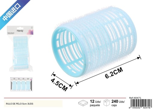 [40471] Rulos de pelo transparentes de 5 cm, 3 uds - Accesorios de belleza