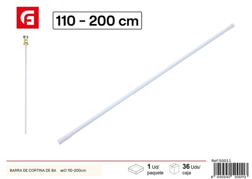 [50011] Barra de cortina de baño ajustable 110-200cm en aluminio