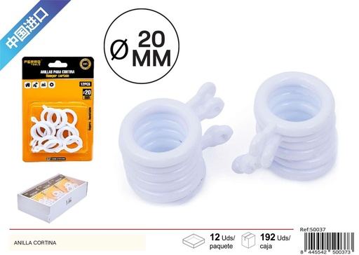 [50037] Anilla para cortina 12 unidades - Accesorios para baño y cortinas
