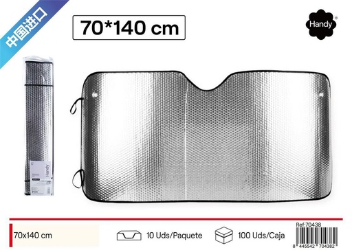 [70438] Parasol de coche plateado 70x140 cm - Protección solar para vehículos