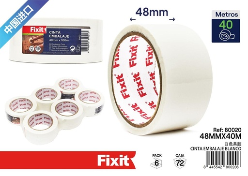 [80020] Cinta de embalaje blanca 48mm x 40m - Artículos de ferretería