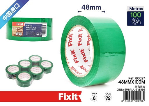 [80027] Cinta de embalaje verde 48 mm*100 m - Material de embalaje