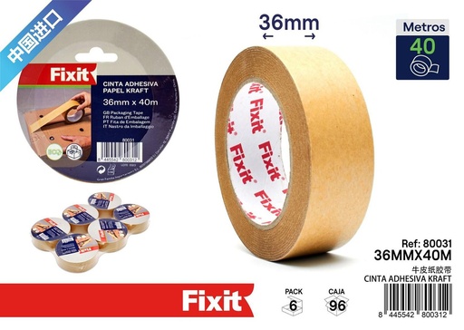 [80031] Cinta adhesiva kraft 36mm*40m - Suministros de embalaje