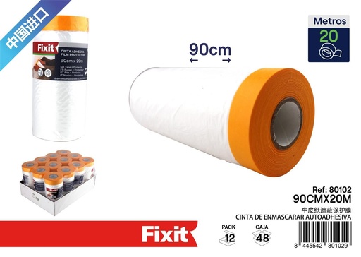 [80102] Cinta de enmascarar autoadhesiva 90 cm * 20 m - Cinta protectora