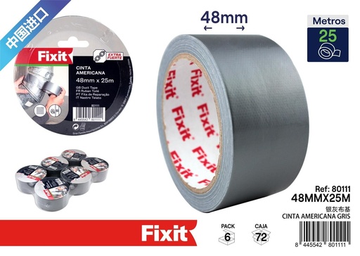 [80111] Cinta americana gris 48mmx25m para reparaciones y bricolaje