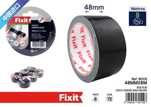 [80112] Cinta americana negra 48mmx8m - Materiales para manualidades