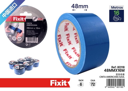 [80118] Cinta americana azul 48 mm x 16 m - Ferretería