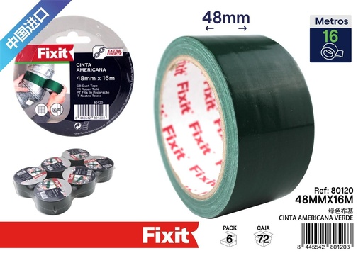 [80120] Cinta americana verde 48 mm x 16 m - Ferretería