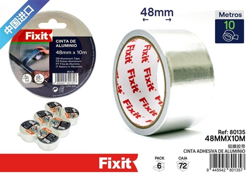[80135] Cinta adhesiva de aluminio 48mm*10m - Herramientas de ferretería