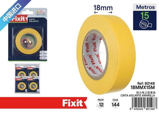 [80148] Cinta aislante amarilla - 18mm*15m - Cinta eléctrica