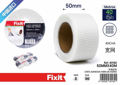 [80182] Cinta adhesiva fibra de vidrio estrecha 50 mm*40 m - Accesorios de ferretería