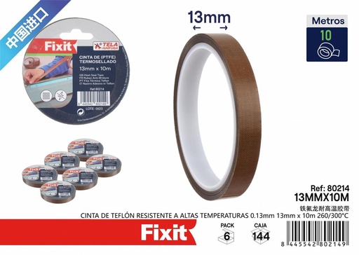 [80214] Cinta de Teflón resistente a altas temperaturas 0.13mm 260/300°C - Materiales de ferretería