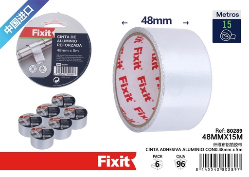 [80289]  Cinta adhesiva de aluminio con fibra 0.48x5 m - Cinta adhesiva