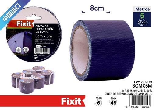 [80299] Cinta de reparación de lona azul 8cm*5m - Accesorios de tela
