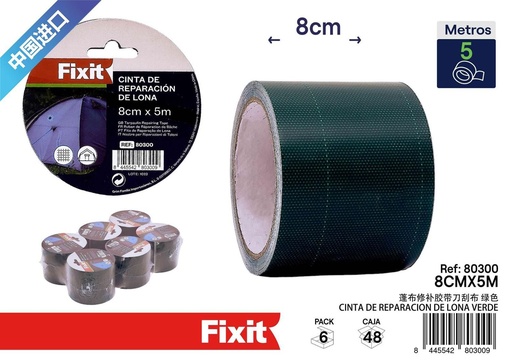[80300] Cinta de reparación de lona verde 8cm*5m - Accesorios de tela