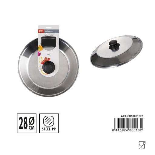 [A000125] Tapa de sartén de acero inoxidable 28CM - Accesorios para cocina