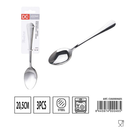 [A000403] Cuchara Mesa Moderna 3 piezas 20.5 cm - Utensilios de mesa