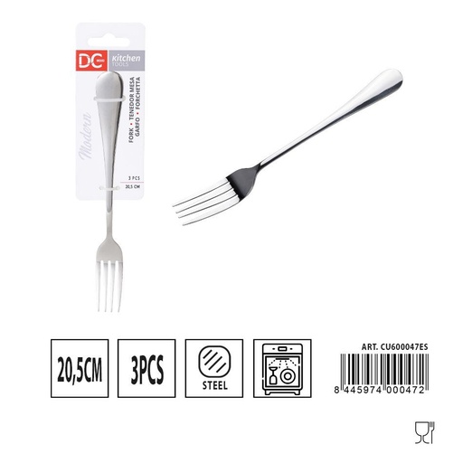 [A000404] Tenedor Mesa Moderna 3 piezas 20.5 cm - Utensilios de mesa